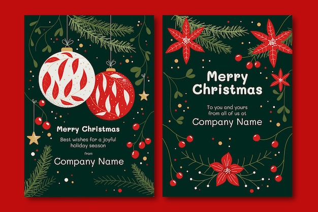 Free Vector | Hand drawn flat business christmas cards template