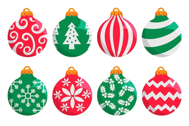 Free Vector | Hand drawn flat christmas ball ornaments collection