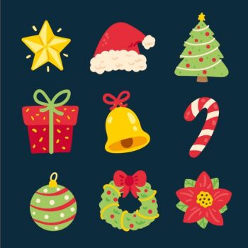 Free Vector | Hand drawn flat christmas elements collection