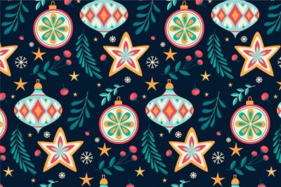 Free Vector | Hand drawn flat christmas pattern