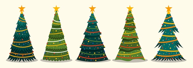 Free Vector | Hand drawn flat christmas trees collection