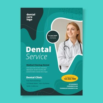 Free Vector | Hand drawn flat design dental flyer template