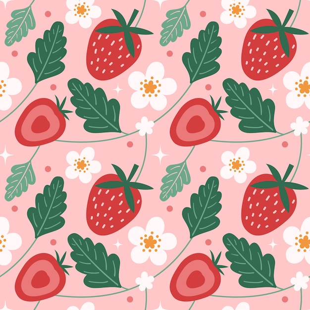 Free Vector | Hand drawn flat fruit and floral pattern