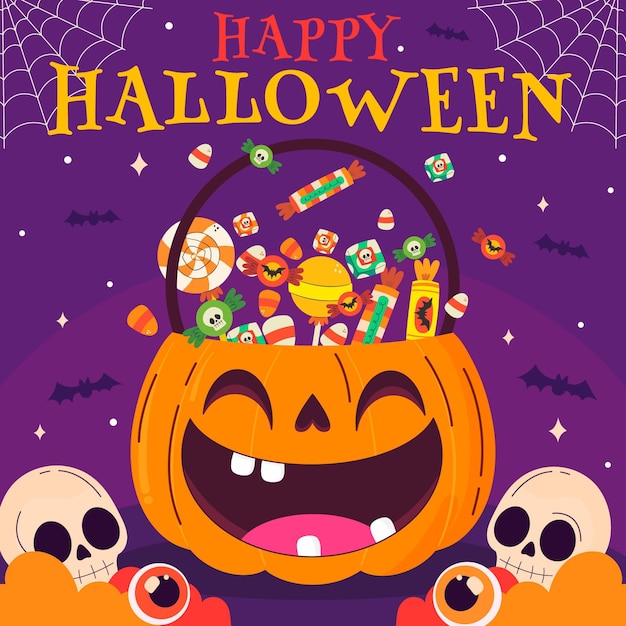 Free Vector | Hand drawn flat halloween bag illustration