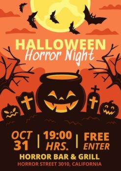 Free Vector | Hand drawn flat halloween party poster template
