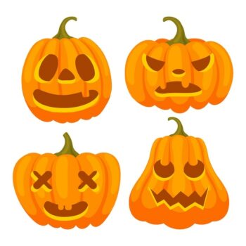 Free Vector | Hand drawn flat halloween pumpkins collection
