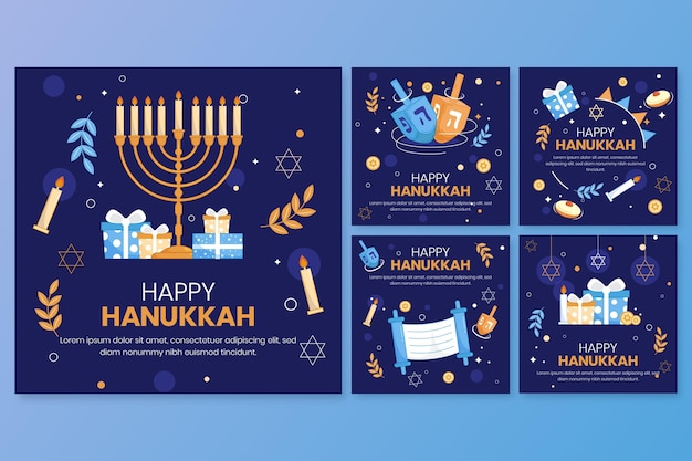 Free Vector | Hand drawn flat hanukkah instagram stories collection