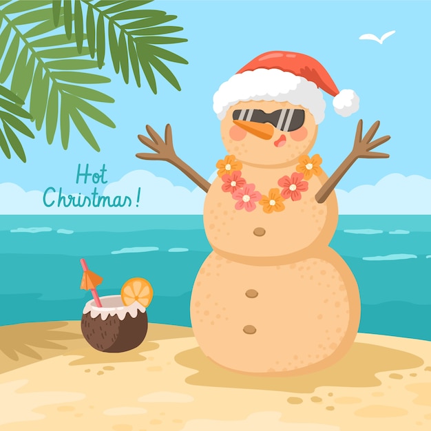 Free Vector | Hand drawn flat summer christmas illustration