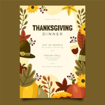 Free Vector | Hand drawn flat thanksgiving vertical poster template