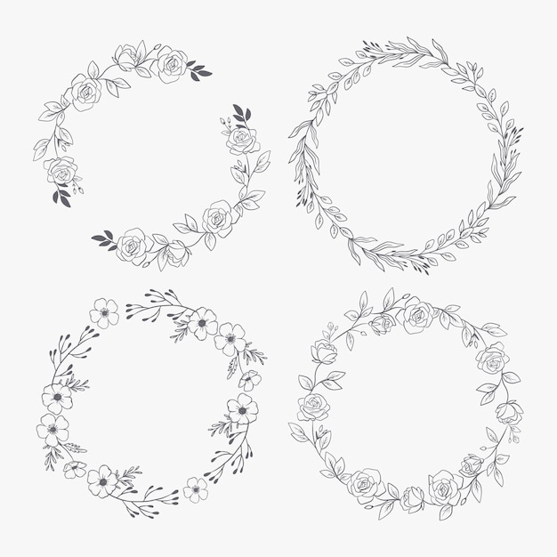 Free Vector | Hand drawn floral wreaths collection