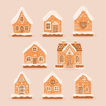 Free Vector | Hand drawn gingerbread house collection