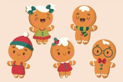 Free Vector | Hand drawn gingerbread man cookie collection