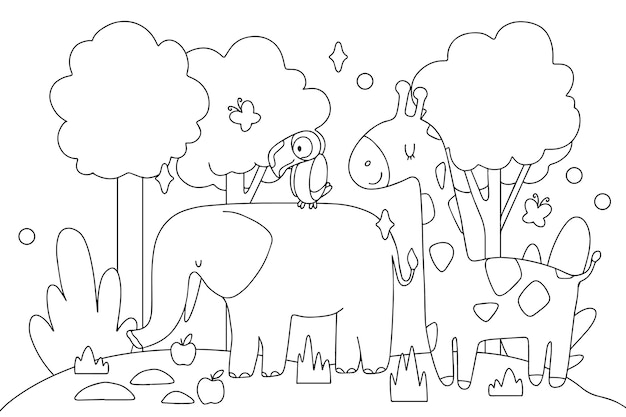 Free Vector | Hand drawn kawaii coloring book illustration