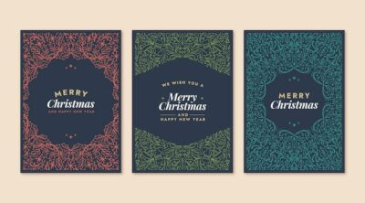 Free Vector | Hand drawn ornamental christmas cards collection