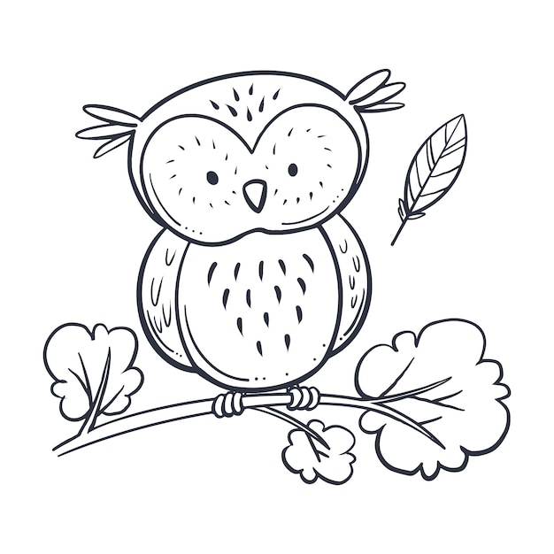 Free Vector | Hand drawn owl outline illustration