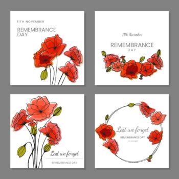 Free Vector | Hand drawn remembrance day instagram posts collection
