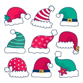 Free Vector | Hand drawn santa claus hat collection