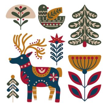 Free Vector | Hand drawn scandinavian christmas elements collection