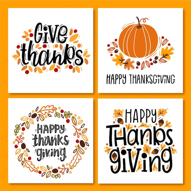 Free Vector | Hand drawn thanksgiving instagram posts collection