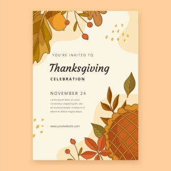 Free Vector | Hand drawn thanksgiving invitation template