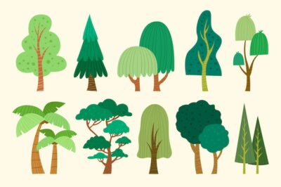 Free Vector | Hand drawn type of trees collection