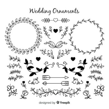 Free Vector | Hand drawn wedding ornament collection