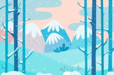 Free Vector | Hand drawn winter landscape