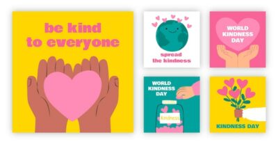 Free Vector | Hand drawn world kindness day instagram posts collection