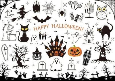 Free Vector | Happy halloween vector design element  set isolated on a white background.