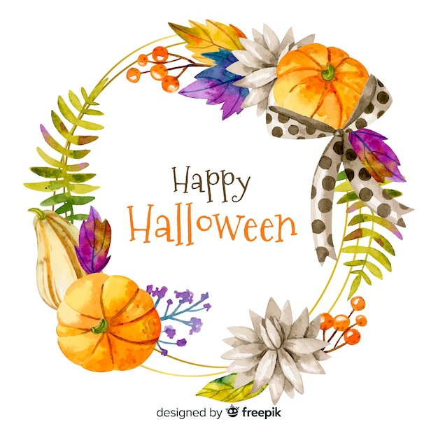 Free Vector | Happy halloween watercolor frame