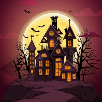 Free Vector | Happy halloween with night and scary castle.