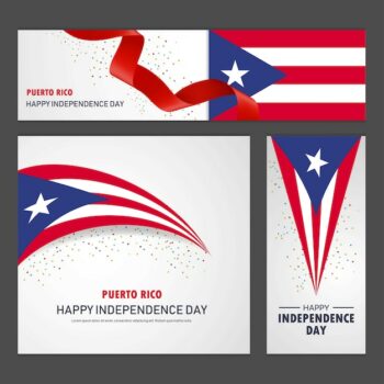 Free Vector | Happy puerto rico independence day banner and background set