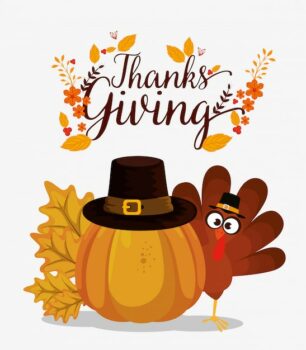 Free Vector | Happy thanks giving card with turkey