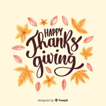 Free Vector | Happy thanksgiving concept with lettering