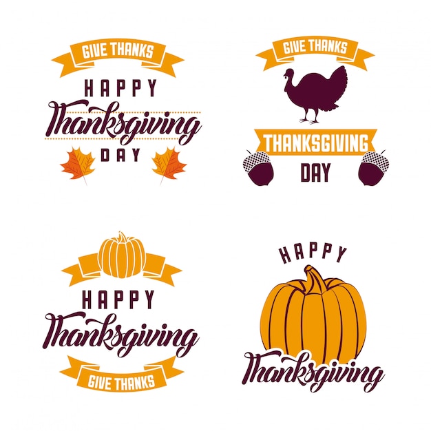 Free Vector | Happy thanksgiving logos