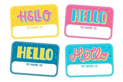 Free Vector | Hello my name is sticker pack