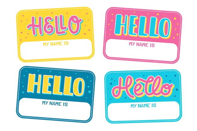 Free Vector | Hello my name is sticker pack