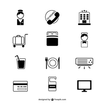 Free Vector | Hotel simple icons set