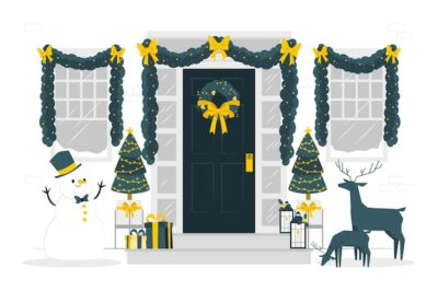 Free Vector | House christmas decorations concept illustration