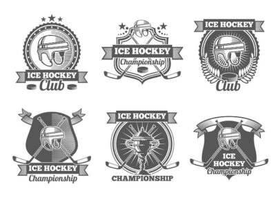 Free Vector | Ice hockey vintage  labels, logos, emblems