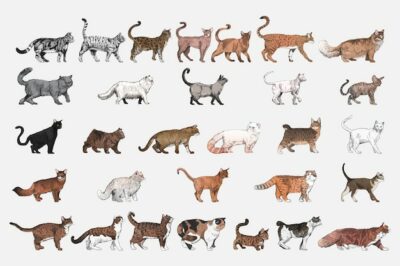 Free Vector | Illustration drawing style of cat breeds collection