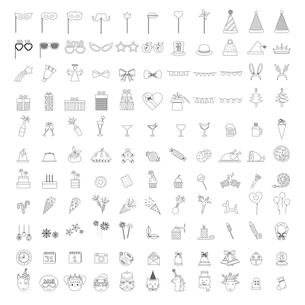 Free Vector | Illustration of celebration party icons set