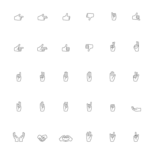 Free Vector | Illustration of hands gesture set in thin line