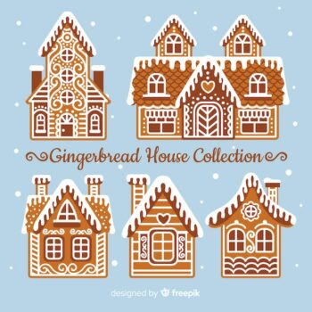 Free Vector | Intrincate gingerbread house collection