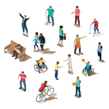 Free Vector | Isometric 3d set of different people doing activities
