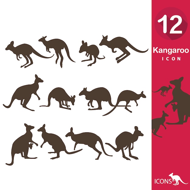 Free Vector | Kangaroo icons collection