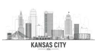 Free Vector | Kansas city usa missouri skyline silhouette with panorama in white background vector illustration business travel and tourism concept with modern buildings image for presentation banner web