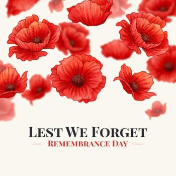 Free Vector | Lest we forget phrase on red flowers
