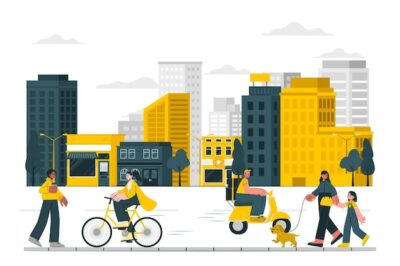 Free Vector | Life in a city  concept illustration