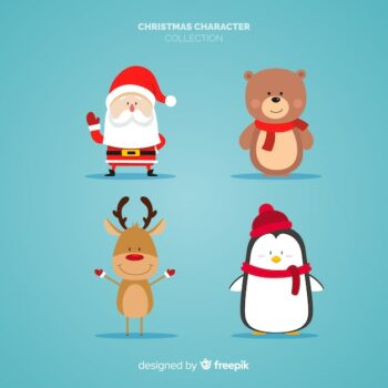 Free Vector | Lovely christmas character collection with flat design